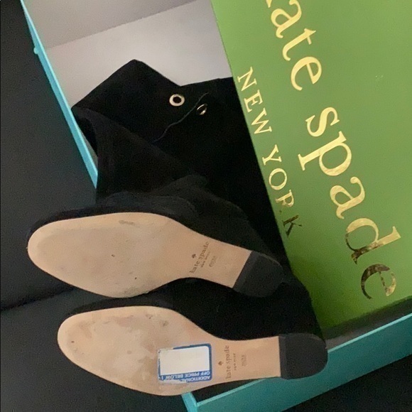 NWT Kate Spade black suede wedge knee high boots - Picture 3 of 5